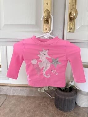 Carter's Hot Pink Toddler Swim Shirt with Sea Creatures Design